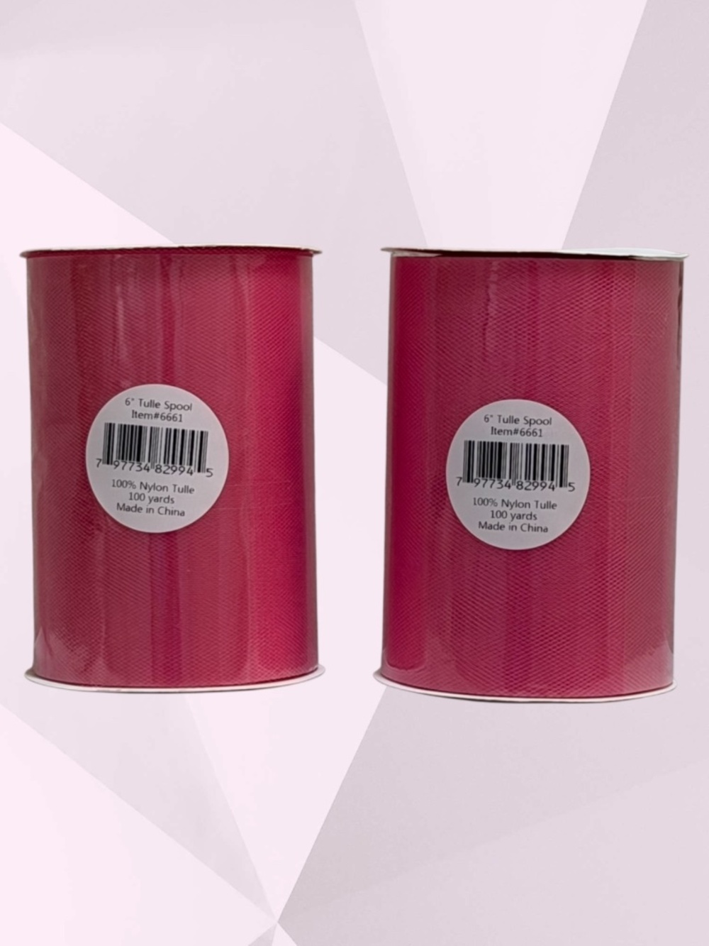 (2) ROLLS MICHAELS Pink Tulle Ribbon. 6" Wide x 100 Yards Long. TNew In Package.